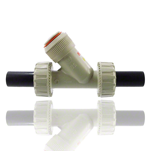 PP R&uuml;ckschlagventil, mit PE100-LS-Stutzen, FPM