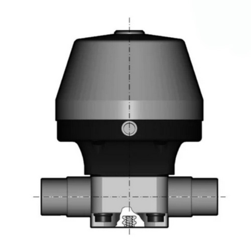 PP 2/2-Wege-Membranventil, Ausf&uuml;hrung Schwei&szlig;stutzen, NC, PTFE/EPDM, Typ 485